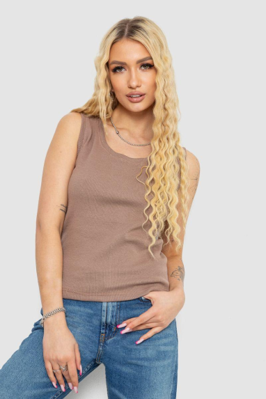 Майка жіноча в рубчик, колір темно-бежевий, 238R117 Ager, XL, 50, XL