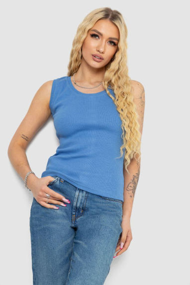 Майка жіноча в рубчик, колір джинс, 238R117 Ager, XL, 50, XL