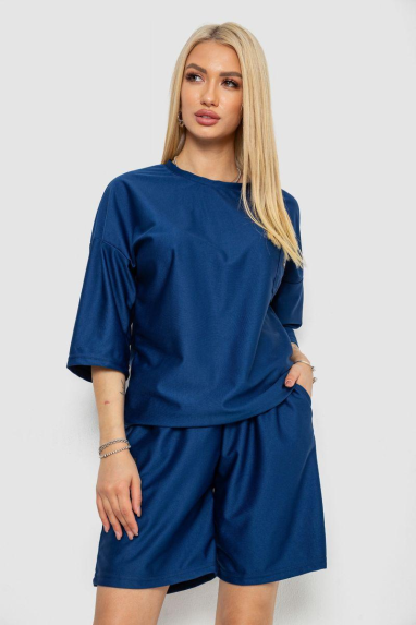 Костюм жіночий однотонний, колір темно-синій, 238R116 Ager, XXL