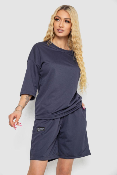 Костюм жіночий однотонний, колір темно-сірий, 238R116 Ager, XL, 50, XL
