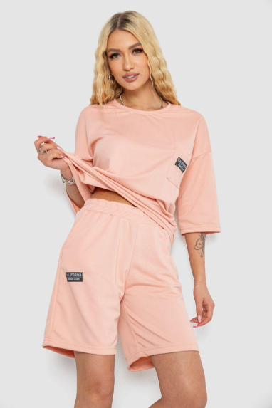 Костюм жіночий однотонний, колір персиковий, 238R116 Ager, XXL, 52, XXL