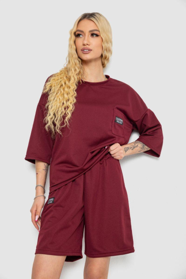 Костюм жіночий однотонний, колір бордовий, 238R116 Ager, XXL, 52, XXL