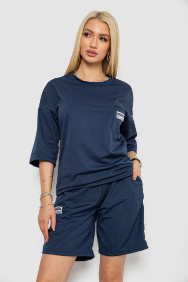 Костюм жіночий однотонний, колір темно-синій, 238R116-1 Ager, XL, 50, XL