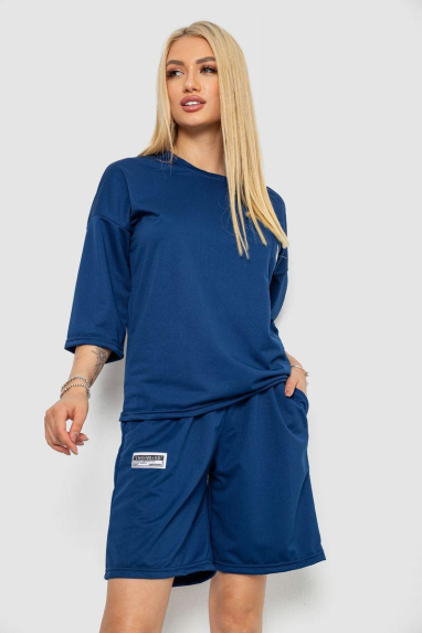 Костюм жіночий однотонний, колір синій, 238R116-1 Ager, XL, 50, XL