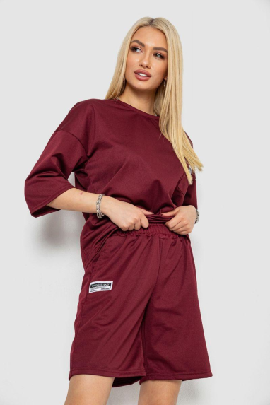 Костюм жіночий однотонний, колір бордовий, 238R116-1 Ager, XXXL, 54, XXXL