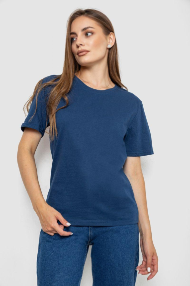 Футболка жіноча однотонна, колір синій, 238R112 Ager, XL, 50, XL