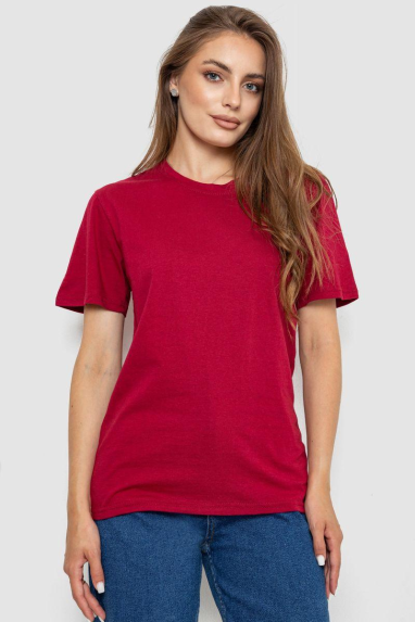 Футболка жіноча однотонна, колір бордовий, 238R112 Ager, XL, 50, XL