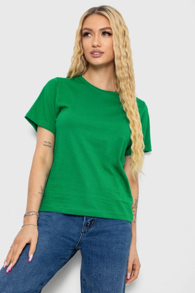 Футболка жіноча однотонна, колір зелений, 238R111 Ager, XL, 50, XL
