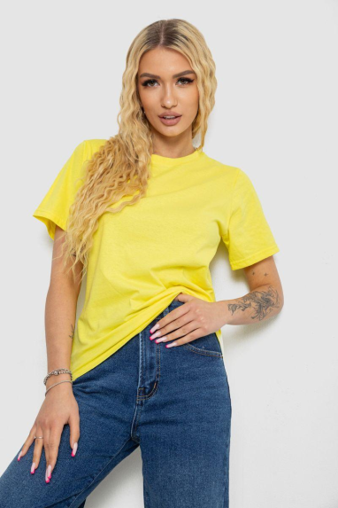 Футболка жіноча однотонна, колір жовтий, 238R111 Ager, XS, 42, XS