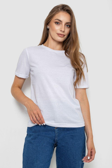 Футболка жіноча однотонна, колір білий, 238R111-1 Ager, XS, 42, XS