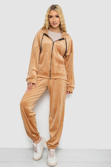 Спортивний костюм жіночий велюровий, колір темно-бежевий, 238R107 XXXL