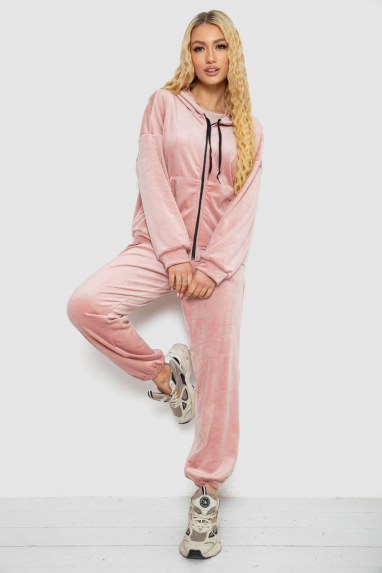Спортивний костюм жіночий велюровий, колір пудровий, 238R107 XXXL, 54, XXXL