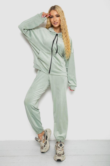 Спортивний костюм жіночий велюровий, колір оливковий, 238R107 XXL, 52, XXL