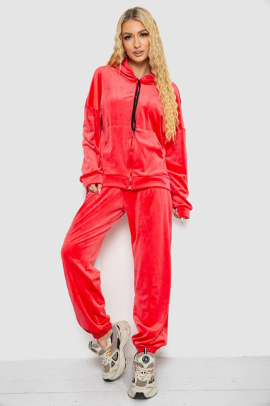 Спортивний костюм жіночий велюровий, колір кораловий, 238R107-2 XXL, 52, XXL