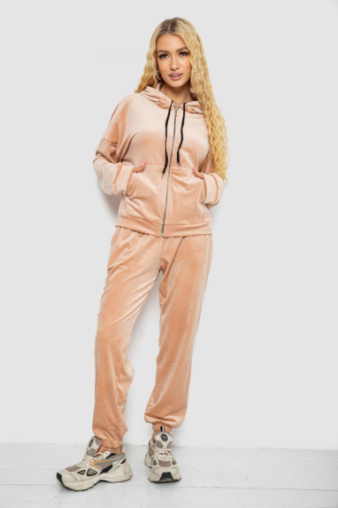 Спортивний костюм жіночий велюровий, колір світло-бежевий, 238R107-1 XXL, 52, XXL
