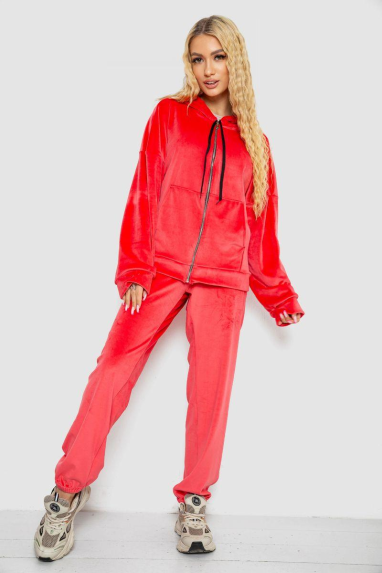 Спортивний костюм жіночий велюровий, колір кораловий, 238R107-1 XXL, 52, XXL