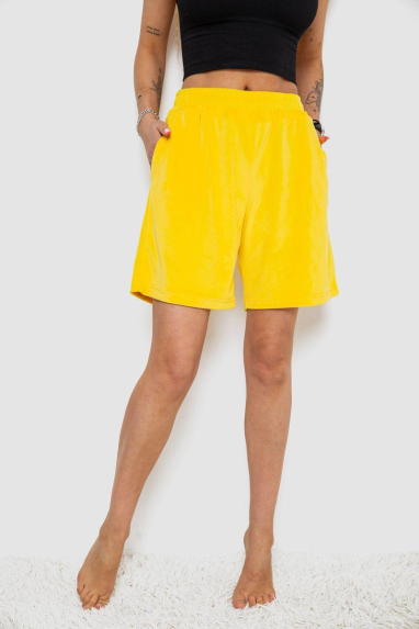 Шорти жіночі велюрові, колір жовтий, 238R106 XXL, 52, XXL