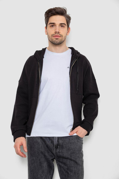 Кофта чоловіча на блискавці з капюшоном, колір чорний, 238R103 XL, 50, XL