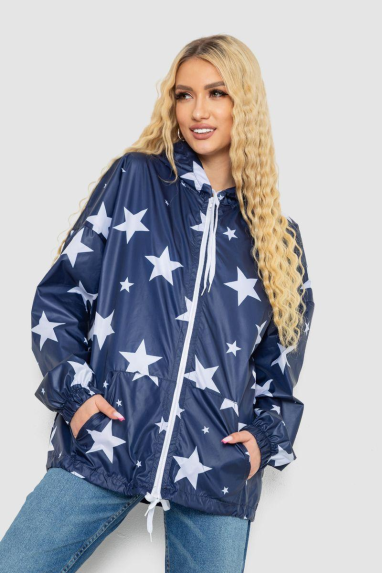 Вітровка жіноча з капюшоном, колір синій, 238R102 XL