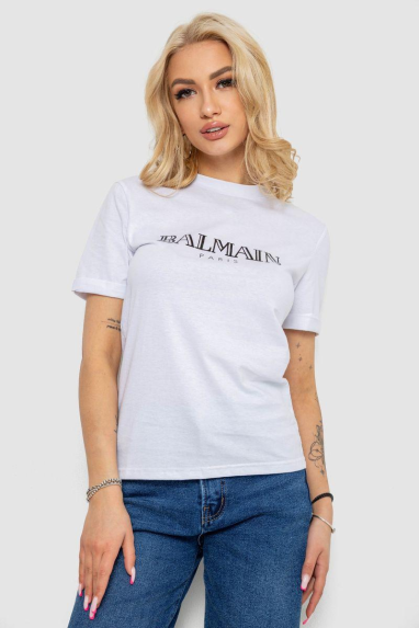 Футболка жіноча з принтом, колір білий, 238R01640 XL, 50, XL