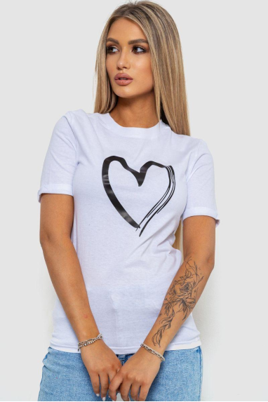 Футболка жіноча з принтом, колір білий, 238R01623 XL, 50, XL