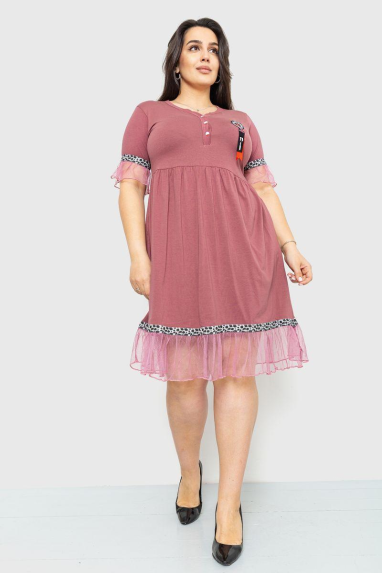 Сукня вільного крою, колір світло-сливовий, 231R6444 XXL, 52, XXL