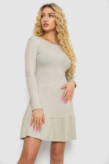 Сукня трикотажна з оборкою, колір сіро-оливковий, 230R0112 XL-XXL