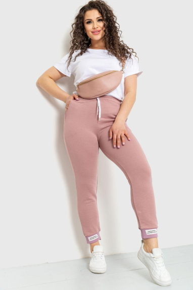 Спорт штани жіночі демісезонні, колір пудровий, 226R027 XXL, 52, XXL