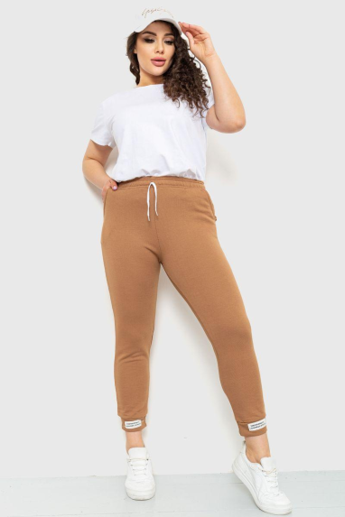 Спорт штани жіночі демісезонні, колір коричневий, 226R027 XXL, 52, XXL