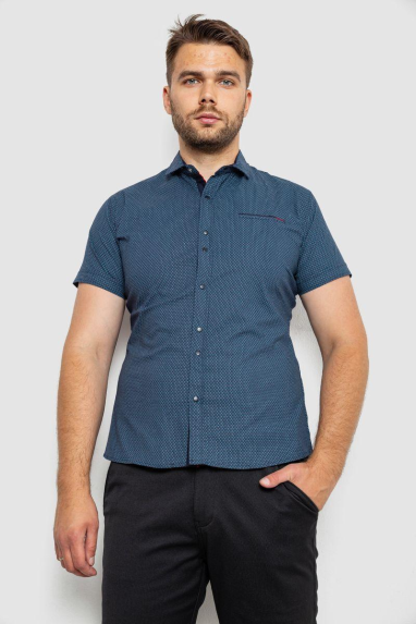 Сорочка чоловіча з принтом, колір темно-синій, 214RK104 XL, 50, XL