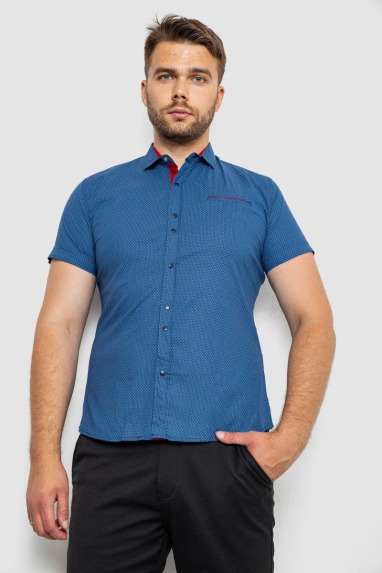Сорочка чоловіча з принтом, колір синій, 214RK104 XL, 50, XL