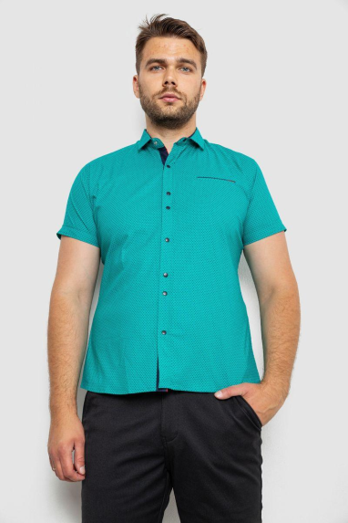 Сорочка чоловіча з принтом, колір зелений, 214RK104 XL, 50, XL