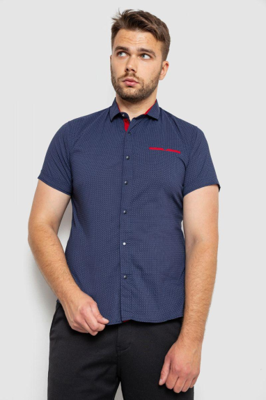 Сорочка чоловіча з принтом, колір темно-синій, 214RK103 XL, 50, XL