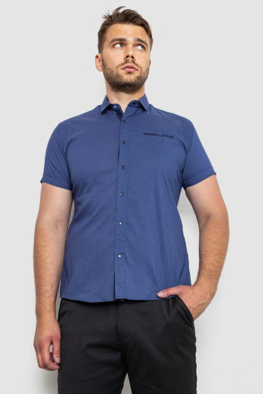 Сорочка чоловіча з принтом, колір синій, 214RK103 XXL, 52, XXL