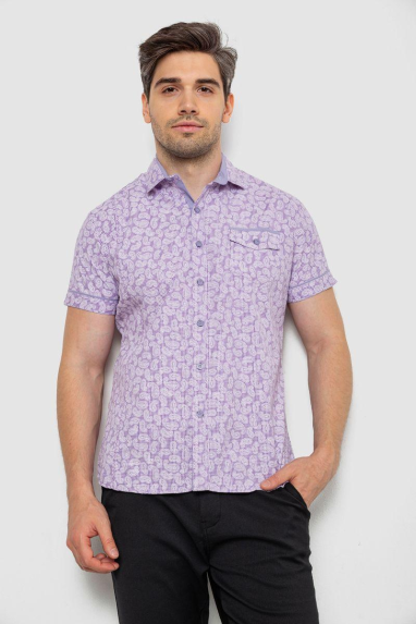 Сорочка чоловіча з коротким рукавом, колір бузковий, 214RG601 XXL, 52, XXL