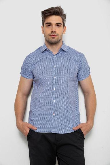 Сорочка чоловіча з принтом, колір синій, 214R843 XL, 50, XL