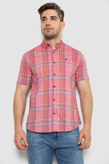 Сорочка чоловіча в смужку, колір рожевий, 214R841 XL, 50, XL