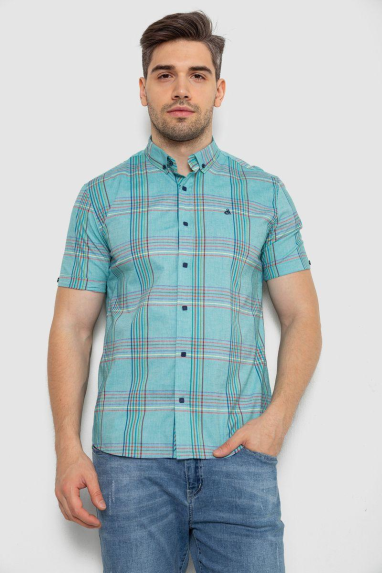 Сорочка чоловіча в смужку, колір м“ятний, 214R841 XXXL, 54, XXXL
