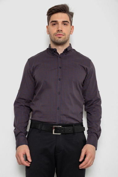 Сорочка чоловіча з довгим рукавом, колір коричневий, 214R840 XXXL, 54, XXXL