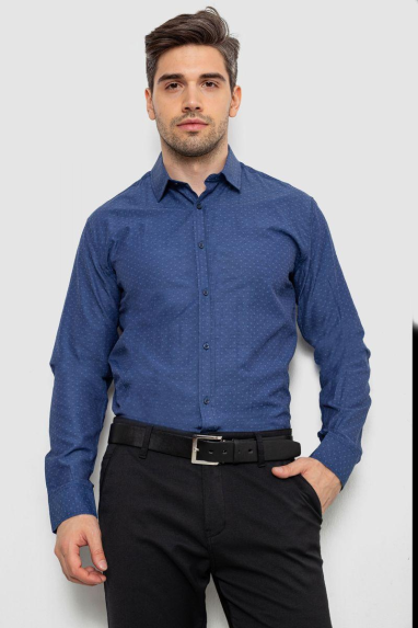 Сорочка чоловіча з довгим рукавом, колір синій, 214R838 XL, 50, XL