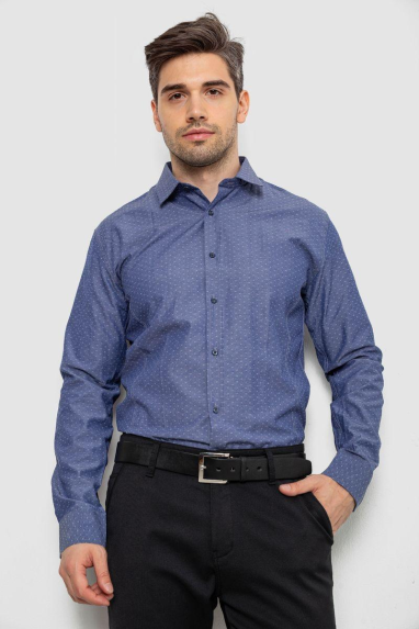 Сорочка чоловіча з довгим рукавом, колір джинс, 214R838 XL, 50, XL