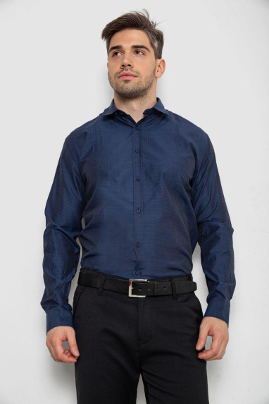 Сорочка чоловіча з довгим рукавом, колір темно-синій, 214R837 XXXL, 54, XXXL
