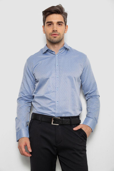 Сорочка чоловіча з довгим рукавом, колір джинс, 214R836 XXL, 52, XXL
