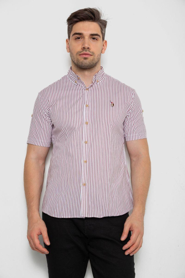 Сорочка чоловіча в смужку, колір бордовий, 214R835 5XL, 58, 5XL