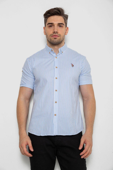 Сорочка чоловіча в смужку, колір біло-блакитний, 214R835 5XL, 58, 5XL
