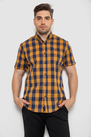 Сорочка чоловіча в клітку, колір коричневий, 214R834 XL, 50, XL