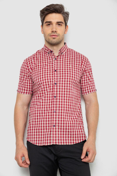 Сорочка чоловіча в клітку, колір червоний, 214R832 XXXL, 54, XXXL
