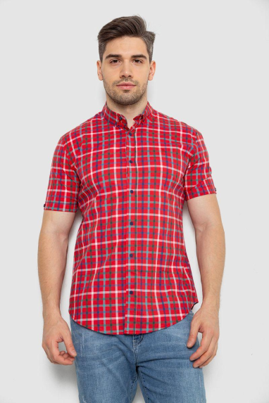 Сорочка чоловіча в клітку, колір червоний, 214R831-1 XXL, 52, XXL