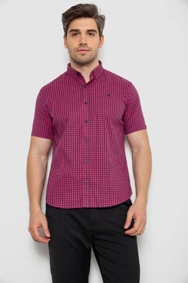 Сорочка чоловіча в клітинку, колір рожевий, 214R826 XL, 50, XL