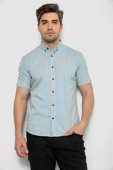 Сорочка чоловіча в клітинку, колір блакитний, 214R825 XXXL, 54, XXXL